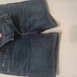 Blue Skorts with Denim Look and Classic Stitching